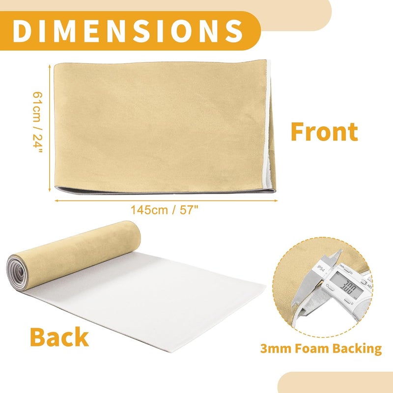 Partuto 150G Headliner Fabric for Car Truck RV SUV Boat Automotive Interior Trim DIY Roof Repair Replacement Suede Fabric Beige 24" L x 57" W - Image 4